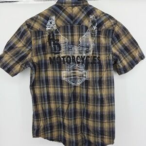 Harley Davidson Button Down Shirt Size M Plaid Motorcycle Eagle